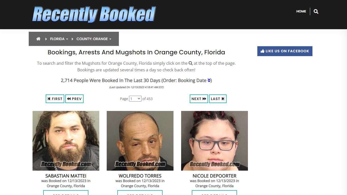 Recent bookings, Arrests, Mugshots in Orange County, Florida